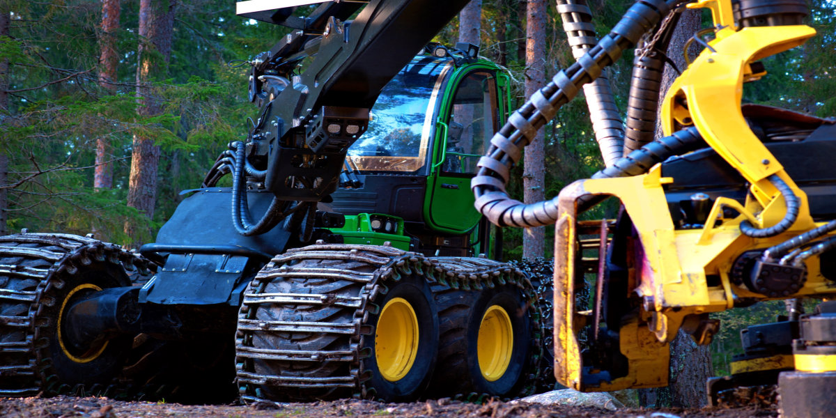 Heavy machine used for deforestation in clearing